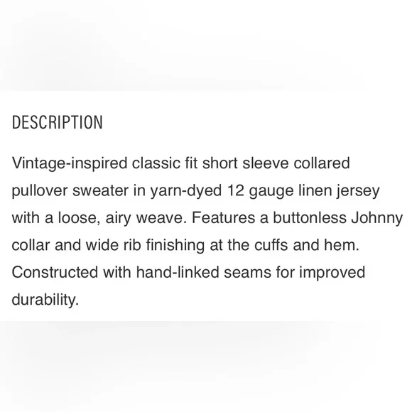 SOLD! Buck Mason Italian Slub Linen Knit Patch Pocket Polo Short Sleeves L - Picture 9 of 9